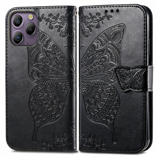 For Blackview A96 Butterfly Love Flower Embossed Leather Phone Case(Black) - More Brand by buy2fix | Online Shopping UK | buy2fix