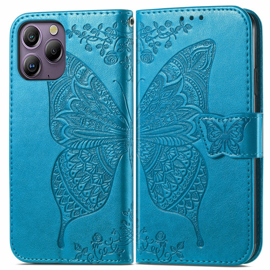 For Blackview A96 Butterfly Love Flower Embossed Leather Phone Case(Blue) - More Brand by buy2fix | Online Shopping UK | buy2fix