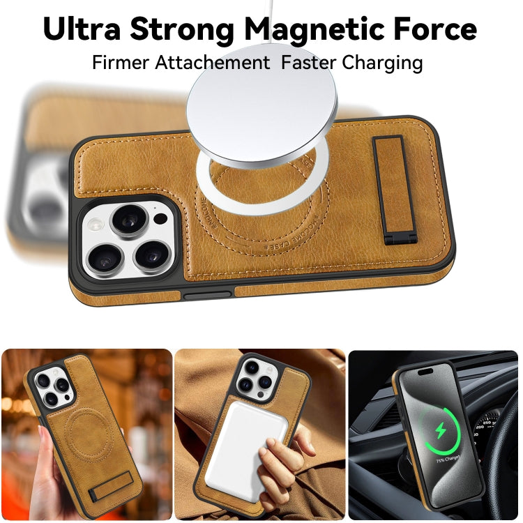 For iPhone 13 Pro Multi-function Holder MagSafe PU Phone Case(Rose Gold) - iPhone 13 Pro Cases by buy2fix | Online Shopping UK | buy2fix