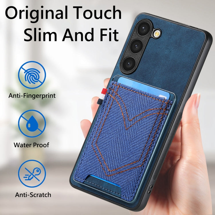 For Samsung Galaxy S25 Ultra 5G Denim Texture Leather Skin Phone Case with Card Slot(Blue) - Galaxy S25 Ultra 5G Cases by buy2fix | Online Shopping UK | buy2fix