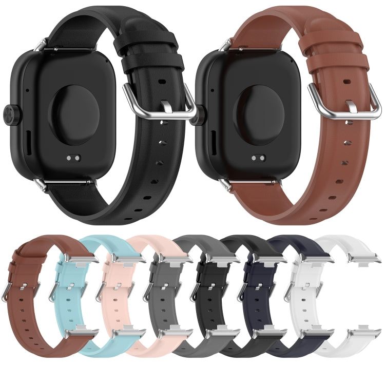 For Xiaomi Mi Band 8 Pro Round Tail Top Layer Leather Watch Band(White) - Watch Bands by buy2fix | Online Shopping UK | buy2fix