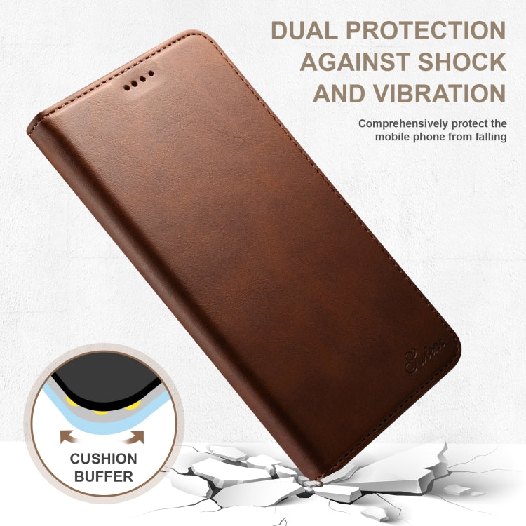 For iPhone 16 Pro Max Suteni Calf Texture Horizontal Flip Leather Phone Case(Brown) - iPhone 16 Pro Max Cases by Suteni | Online Shopping UK | buy2fix