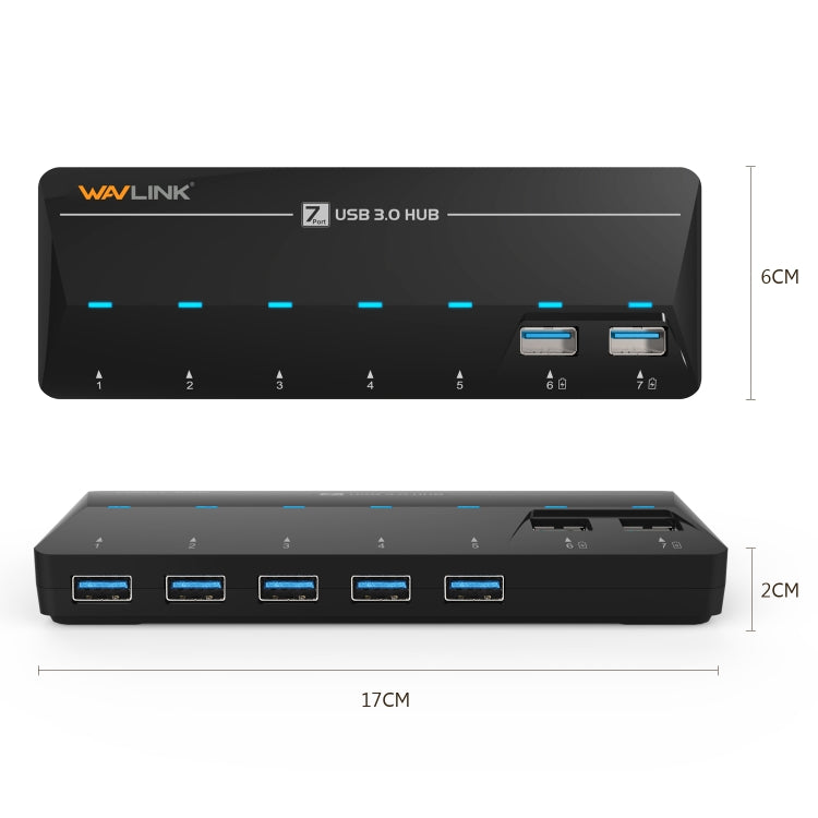 WAVLINK WL-UH3073D USB3.0 HUB Adapter 7-Port Docking Station with Individual Switch(AU Plug) - USB 3.0 HUB by WAVLINK | Online Shopping UK | buy2fix