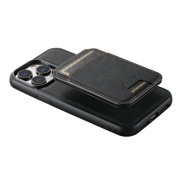 For iPhone 13 Pro Max Suteni H17 Litchi Texture Leather MagSafe Detachable Wallet Phone Case(Black) - iPhone 13 Pro Max Cases by Suteni | Online Shopping UK | buy2fix