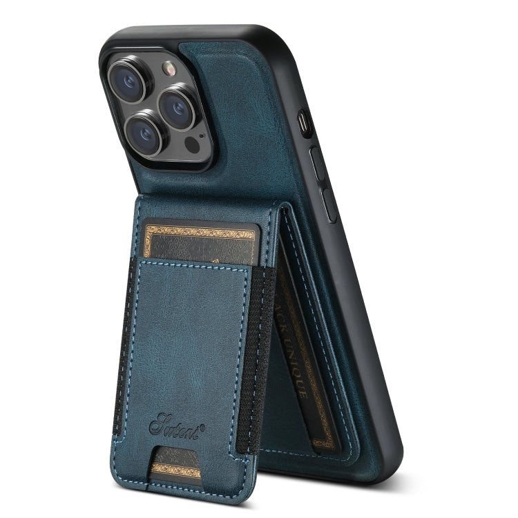 For iPhone 13 Pro Suteni H17 Oil Eax Leather MagSafe Detachable Wallet Phone Case(Blue) - iPhone 13 Pro Cases by Suteni | Online Shopping UK | buy2fix