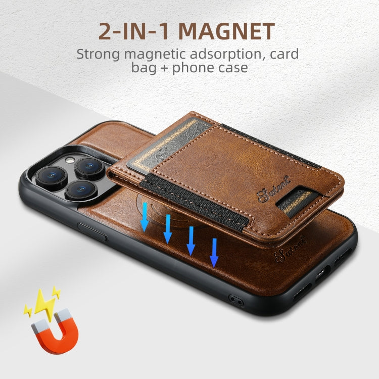 For iPhone 16 Pro Max Suteni H17 Oil Eax Leather MagSafe Detachable Wallet Phone Case(Brown) - iPhone 16 Pro Max Cases by Suteni | Online Shopping UK | buy2fix