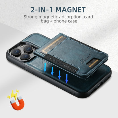 For iPhone 16 Pro Max Suteni H17 Oil Eax Leather MagSafe Detachable Wallet Phone Case(Blue) - iPhone 16 Pro Max Cases by Suteni | Online Shopping UK | buy2fix