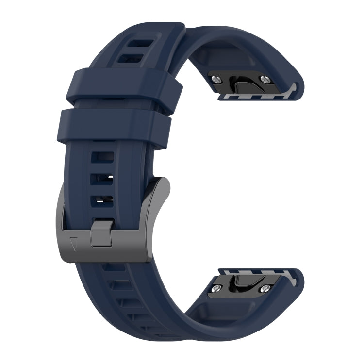 For Garmin Quatix 7 Pro Solid Color Black Buckle Silicone Quick Release Watch Band(Dark Blue) - Watch Bands by buy2fix | Online Shopping UK | buy2fix
