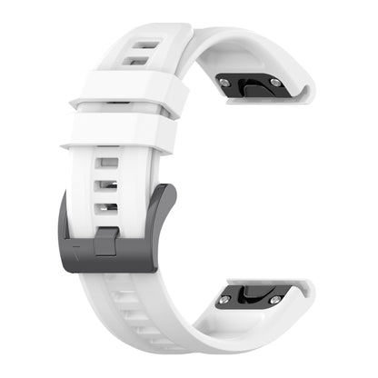 For Garmin Fenix 7 Pro Solid Color Black Buckle Silicone Quick Release Watch Band(White) - Watch Bands by buy2fix | Online Shopping UK | buy2fix