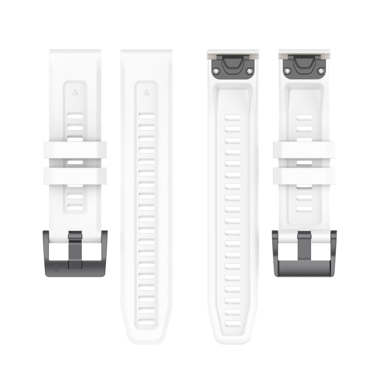 For Garmin Fenix 6 GPS Solid Color Black Buckle Silicone Quick Release Watch Band(White) - Watch Bands by buy2fix | Online Shopping UK | buy2fix