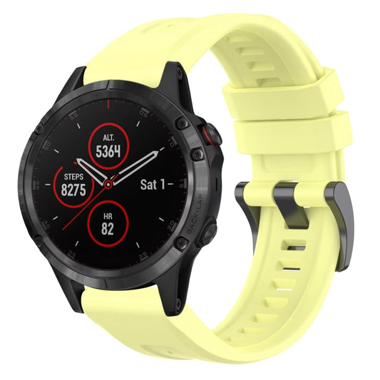 For Garmin Fenix 5 / Fenix 5 Plus Solid Color Black Buckle Silicone Quick Release Watch Band(Yellow) - Watch Bands by buy2fix | Online Shopping UK | buy2fix