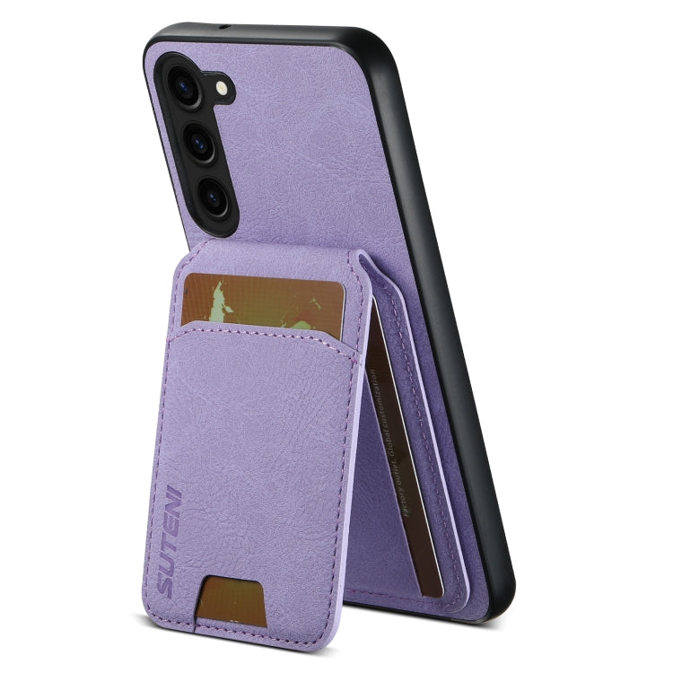 For Samsung Galaxy S23+ 5G Suteni H02 Litchi Leather Card Wallet Stand Back Phone Case(Purple) - Galaxy S23+ 5G Cases by Suteni | Online Shopping UK | buy2fix