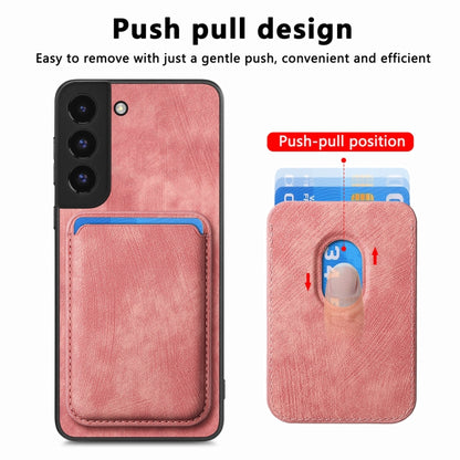 For Samsung Galaxy S22+ 5G Retro Leather Card Bag Magnetic Phone Case(Pink) - Galaxy S22+ 5G Cases by buy2fix | Online Shopping UK | buy2fix