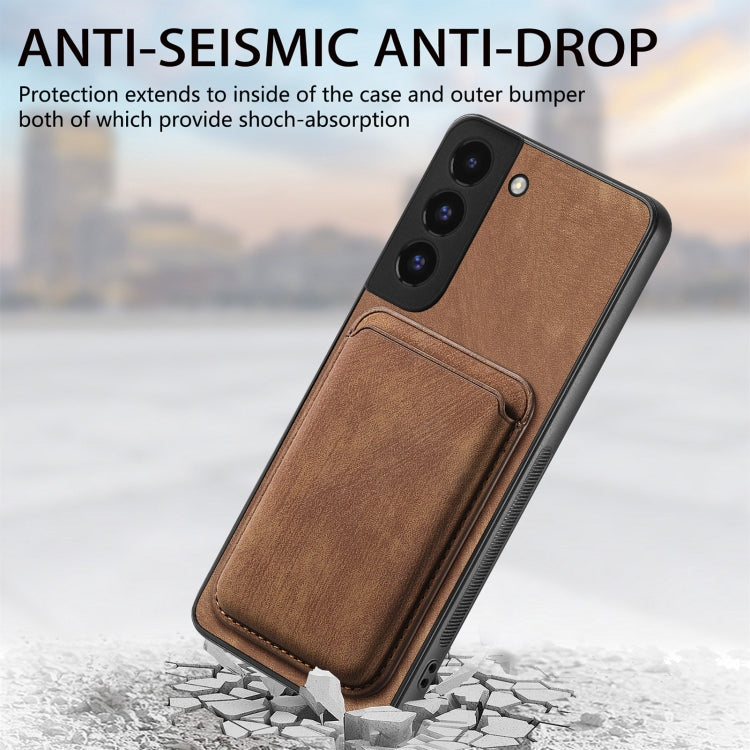 For Samsung Galaxy S22 5G Retro Leather Card Bag Magnetic Phone Case(Brown) - Galaxy S22 5G Cases by buy2fix | Online Shopping UK | buy2fix