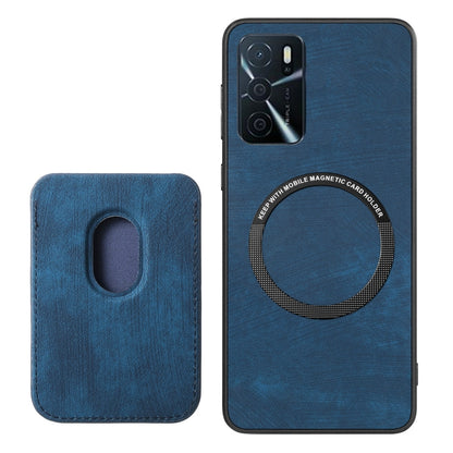 For OPPO A58 4G Retro Leather Card Bag Magnetic Phone Case(Blue) - OPPO Cases by buy2fix | Online Shopping UK | buy2fix