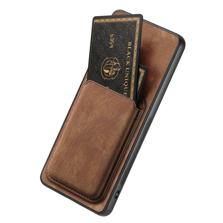 For OPPO Reno8 T 4G Retro Leather Card Bag Magnetic Phone Case(Brown) - OPPO Cases by buy2fix | Online Shopping UK | buy2fix