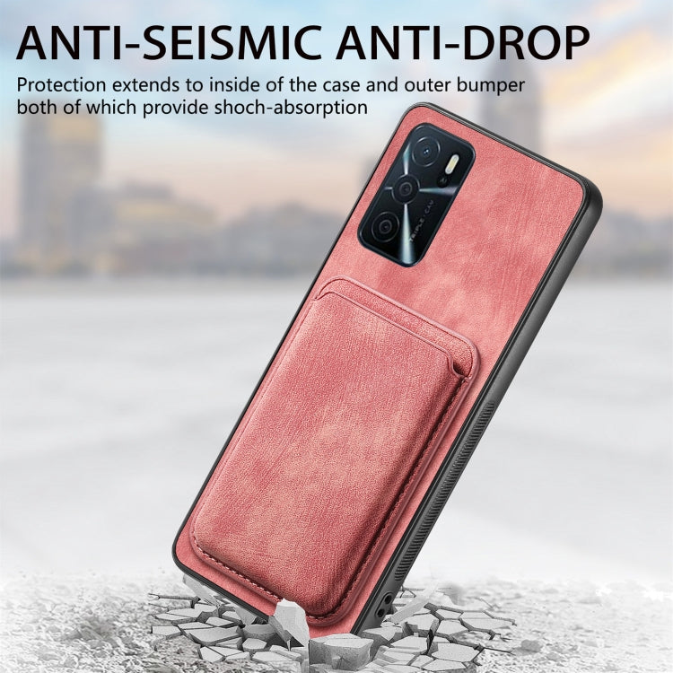 For OPPO Reno8 Z Retro Leather Card Bag Magnetic Phone Case(Pink) - OPPO Cases by buy2fix | Online Shopping UK | buy2fix