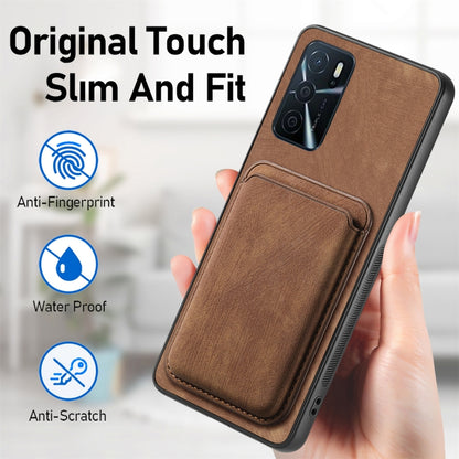 For OPPO A57 4G Retro Leather Card Bag Magnetic Phone Case(Brown) - OPPO Cases by buy2fix | Online Shopping UK | buy2fix