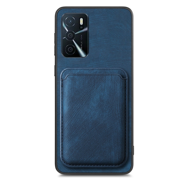 For OPPO Reno8 5G Retro Leather Card Bag Magnetic Phone Case(Blue) - OPPO Cases by buy2fix | Online Shopping UK | buy2fix
