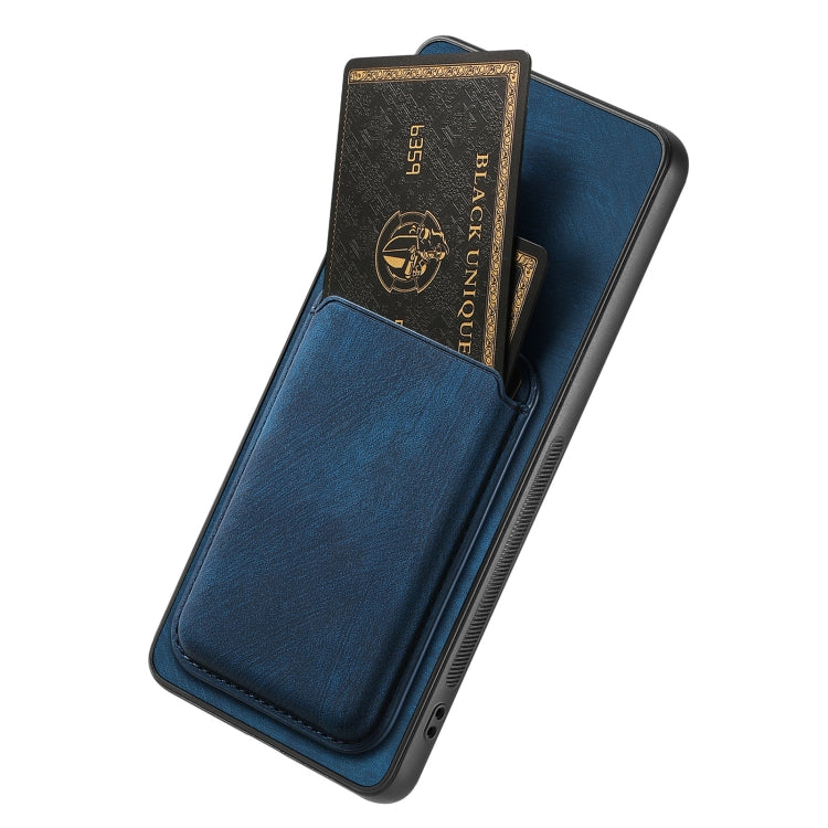 For OPPO Reno8 5G Retro Leather Card Bag Magnetic Phone Case(Blue) - OPPO Cases by buy2fix | Online Shopping UK | buy2fix