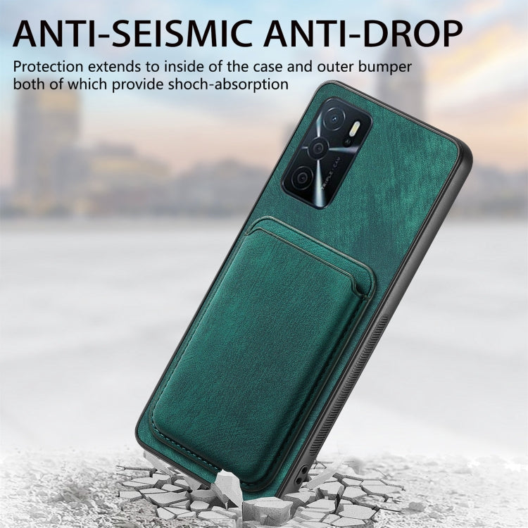 For OPPO A57 5G Retro Leather Card Bag Magnetic Phone Case(Green) - OPPO Cases by buy2fix | Online Shopping UK | buy2fix