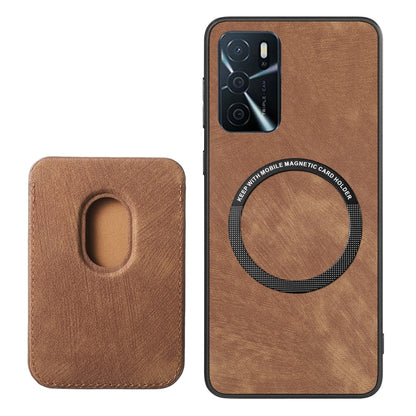 For OPPO Reno7 4G Retro Leather Card Bag Magnetic Phone Case(Brown) - OPPO Cases by buy2fix | Online Shopping UK | buy2fix
