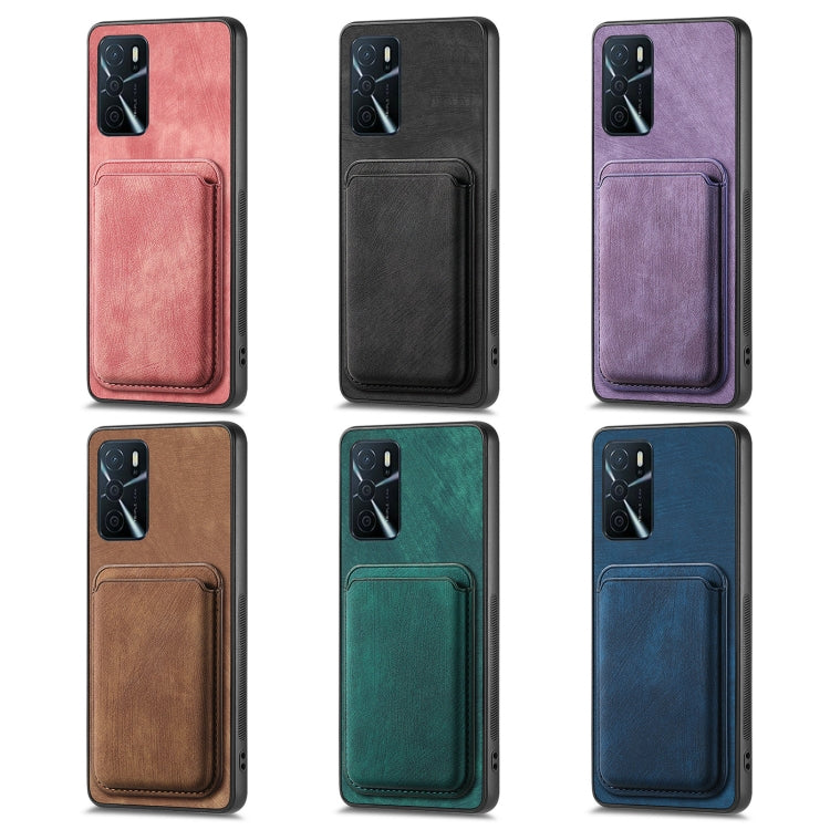 For OPPO Reno9 Pro+ 5G Retro Leather Card Bag Magnetic Phone Case(Purple) - OPPO Cases by buy2fix | Online Shopping UK | buy2fix