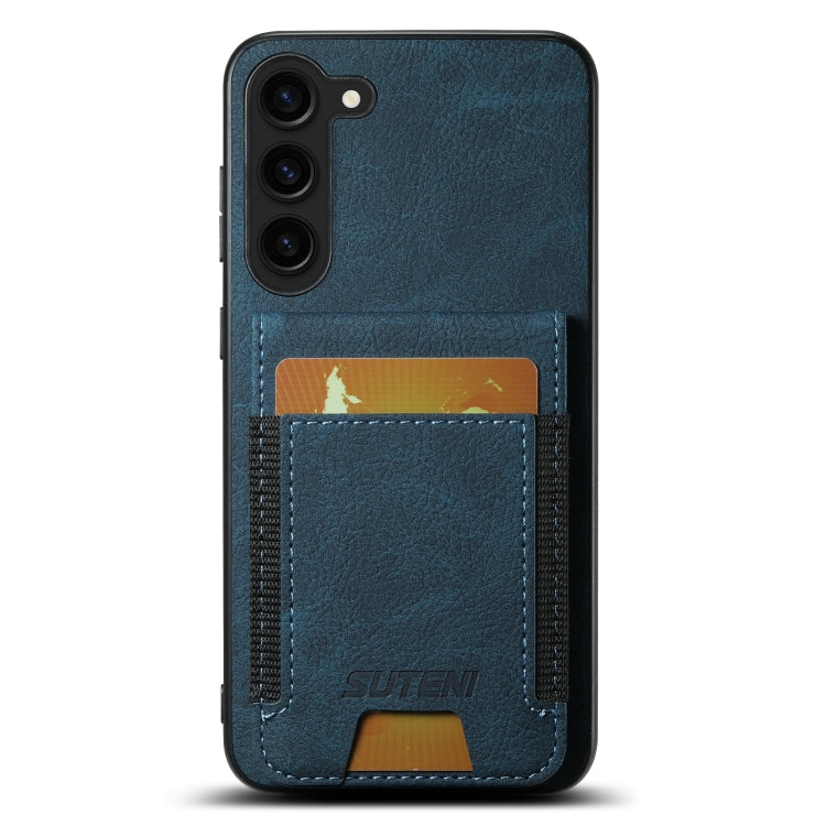 For Samsuny Galaxy S24+ 5G Suteni H03 Litchi Leather Card Bag Stand Back Phone Case(Blue) - Galaxy S24+ 5G Cases by Suteni | Online Shopping UK | buy2fix