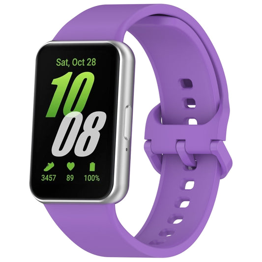 For Samsung Galaxy Fit 3 Solid Color Colorful Buckle Silicone Watch Band(Purple) - Watch Bands by buy2fix | Online Shopping UK | buy2fix