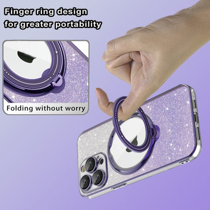 For iPhone 14 Pro Rotation MagSafe Holder Gradient Glitter TPU Phone Case(Sierra Blue) - iPhone 14 Pro Cases by buy2fix | Online Shopping UK | buy2fix