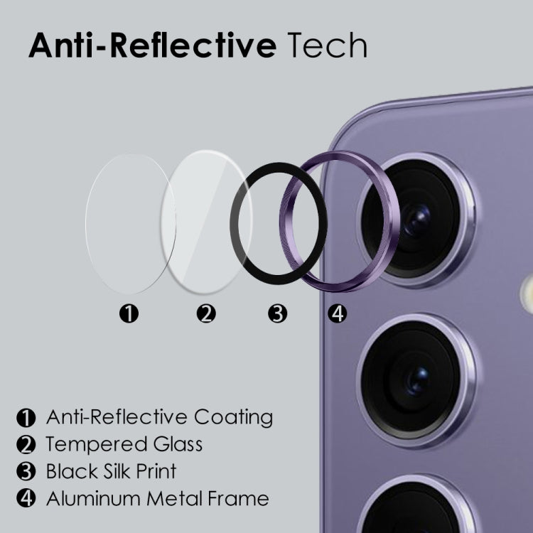 For Samsung Galaxy S24 5G NORTHJO Camera LensCD Vein Metal Ring Tempered Glass Film(Purple) - Galaxy S24 5G Tempered Glass by NORTHJO | Online Shopping UK | buy2fix