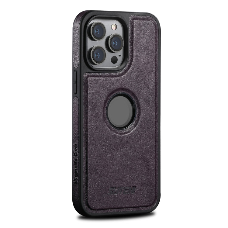 For iPhone 13 Suteni G1 Magsafe Leather Back Phone Case(Purple) - iPhone 13 Cases by Suteni | Online Shopping UK | buy2fix