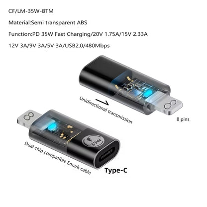 Type-C Male to 8 Pin Female 35W Data Transmission Charging Converter Adapter - Converter & Adapter by buy2fix | Online Shopping UK | buy2fix