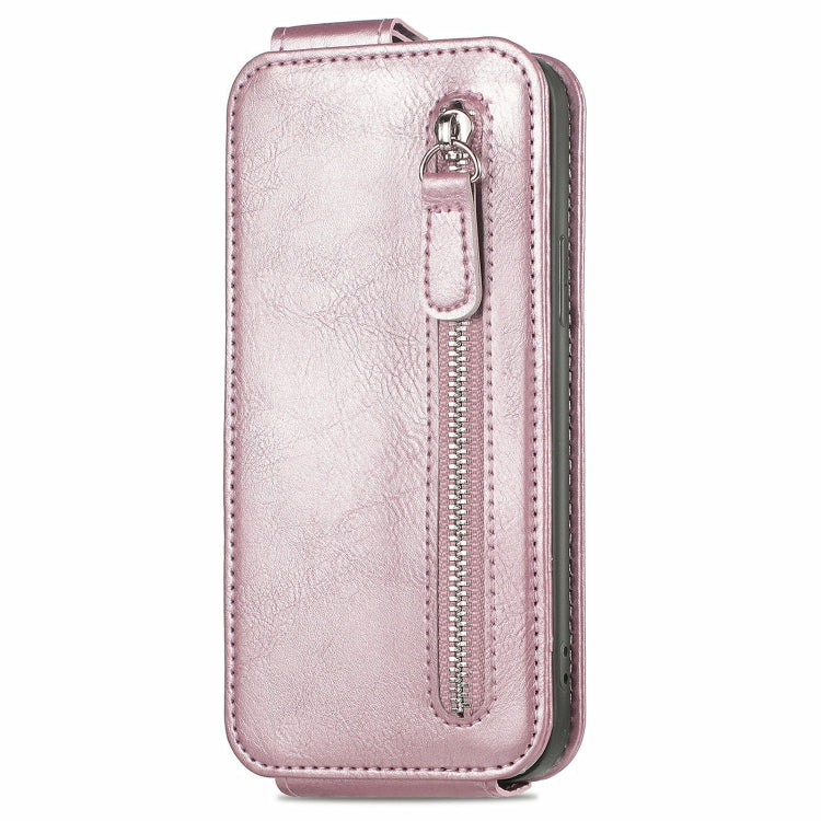 For Motorola Edge 2024 Zipper Wallet Vertical Flip Leather Phone Case(Pink) - Motorola Cases by buy2fix | Online Shopping UK | buy2fix