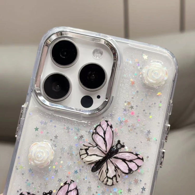 For iPhone 16 Glitter 3D Butterfly TPU Phone Case(Pink) - iPhone 16 Cases by buy2fix | Online Shopping UK | buy2fix