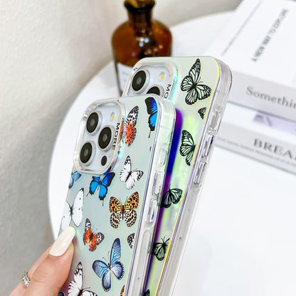 For iPhone 16 Pro Electroplating Laser Butterfly Phone Case with Wrist Strap(Color Butterflies AB1) - iPhone 16 Pro Cases by buy2fix | Online Shopping UK | buy2fix