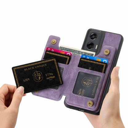 For Motorola G Stylus 5G 2024 Retro Leather Zipper Wallet Back Phone Case(Purple) - Motorola Cases by buy2fix | Online Shopping UK | buy2fix
