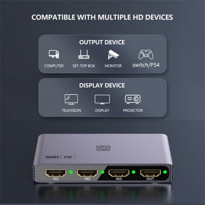 Q301 4K / 60hz HD Video Aluminum Alloy Adapter 3 Input 1 Output HDMI Switcher - Switch by buy2fix | Online Shopping UK | buy2fix