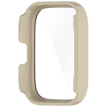 For Amazfit bip5 Unity PC + Tempered Glass Film Integrated Watch Protective Case(Ivory White) - Watch Cases by buy2fix | Online Shopping UK | buy2fix