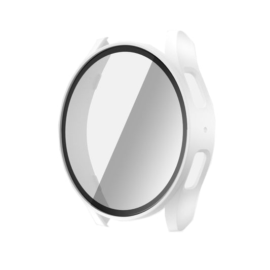 For Samsun Galaxy Watch 7 44mm PC + Tempered Film Integrated Watch Protective Case(White) - Watch Cases by buy2fix | Online Shopping UK | buy2fix