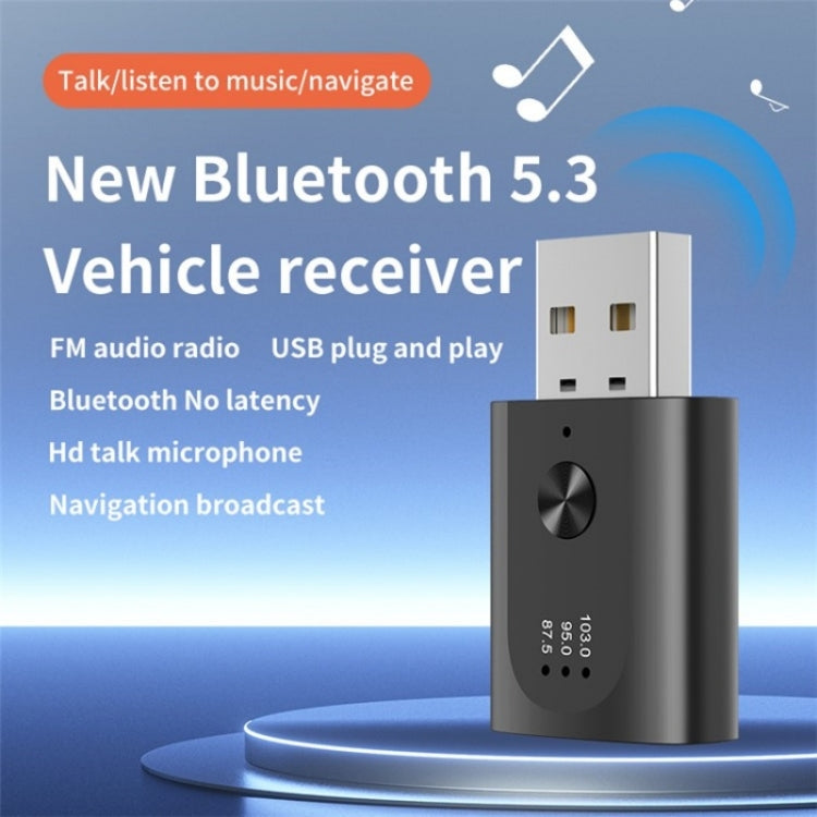 M08 USB Bluetooth 5.3 Adapter Hands-Free Call Car Wireless Audio Receiver - Bluetooth Car Kits by buy2fix | Online Shopping UK | buy2fix