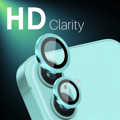 For iPhone 16 / 16 Plus NORTHJO 2 Sets 4pcs Camera Lens Protector Cover Metal Ring Film(Cyan) - iPhone 16 Plus Tempered Glass by NORTHJO | Online Shopping UK | buy2fix