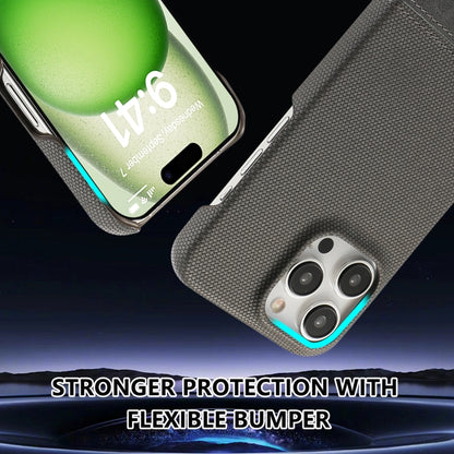 For iPhone 16 Pro Stitching Cloth PU Shockproof Phone Case(Grey) - iPhone 16 Pro Cases by buy2fix | Online Shopping UK | buy2fix