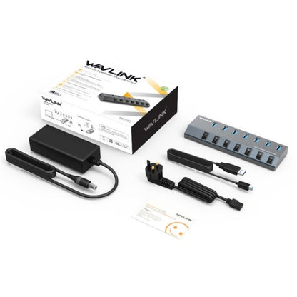 WAVLINK UH3076 5Gbps 7-port USB 3.0 Hub with Independent Switch and LED Indicator(EU Plug) - USB 3.0 HUB by WAVLINK | Online Shopping UK | buy2fix