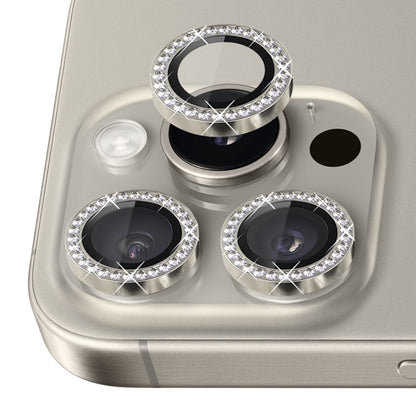 For iPhone 16 Pro / 16 Pro Max NORTHJO Rhinestone Camera Lens Protector Tempered Glass Metal Ring Film(Natural) - iPhone 16 Pro Max Tempered Glass by NORTHJO | Online Shopping UK | buy2fix