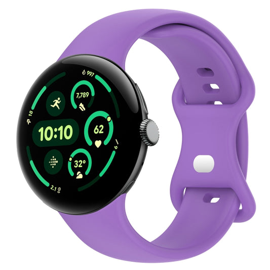 For  Google Pixel Watch 3 41mm Solid Color Butterfly Buckle Silicone Watch Band, Size:L(Purple) - Watch Bands by buy2fix | Online Shopping UK | buy2fix