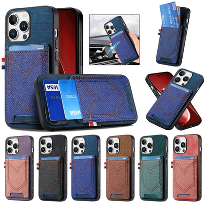 For iPhone 16 Pro Max Denim Texture Leather Skin Phone Case with Card Slot(Black) - iPhone 16 Pro Max Cases by buy2fix | Online Shopping UK | buy2fix