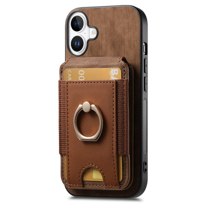 For iPhone 16 Retro Splitable Magnetic Stand Card Bag Leather Phone Case(Brown) - iPhone 16 Cases by buy2fix | Online Shopping UK | buy2fix