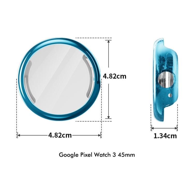 For Google Pixel Watch 3 45mm ENKAY Hat-Prince Full Coverage Electroplated Soft TPU Case with Screen Protection(Silver) - Watch Cases by ENKAY | Online Shopping UK | buy2fix