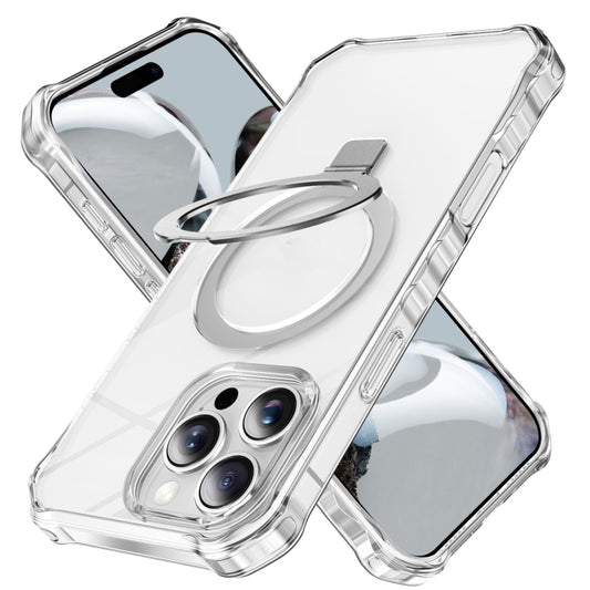 For iPhone 16 Pro Clear Wave MagSafe Holder Phone Case(Transparent) - More iPhone Cases by buy2fix | Online Shopping UK | buy2fix